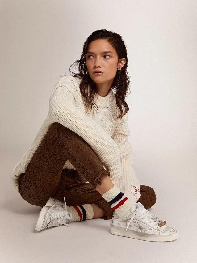 Stardan-Sneaker aus weissem Leder mit Used-Look