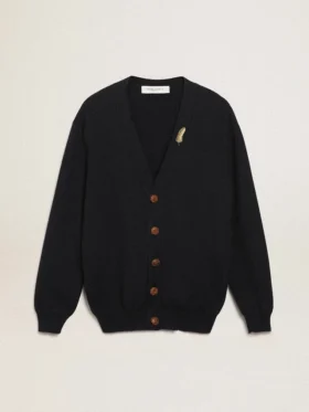 Strickjacke aus der Golden Collection aus dunkelblauer Baumwolle mit Used-Look