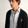 Strickjacke aus der Golden Collection aus dunkelblauer Baumwolle mit Used-Look