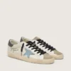 Super-Star aus Nappaleder mit hellblauem Stern aus Wildleder und grauer Fersenlasche aus Leder