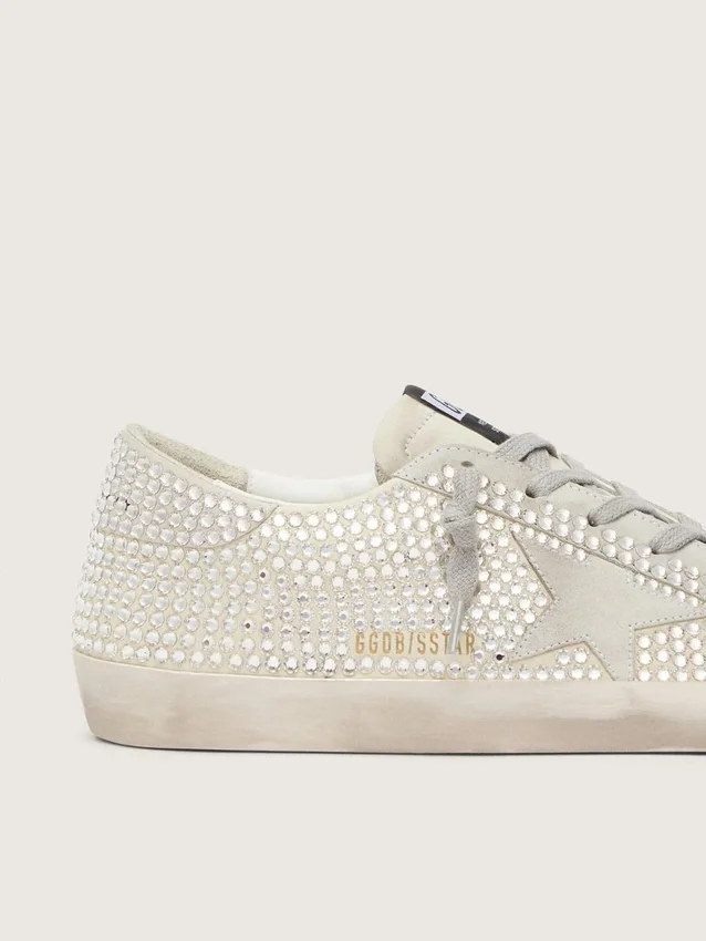Super-Star aus Nubukleder mit Swarovski-Kristallen und eisgrauem Wildlederstern