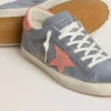 Super-Star für Damen aus blauem Nubukleder mit rosa Stern aus Wildleder und Fersenlasche