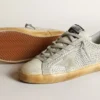Super-Star für Damen aus gealtertem weissem Nubukleder mit Swarovski-Kristallen