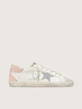 Super-Star für Damen aus Leder mit Swarovski-Kristallstern und Fersenlasche