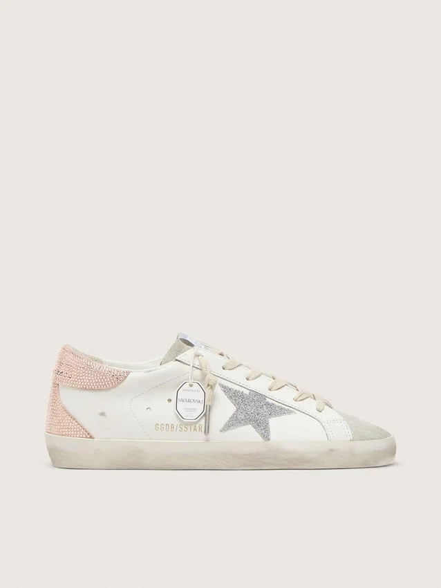 Super-Star für Damen aus Leder mit Swarovski-Kristallstern und Fersenlasche