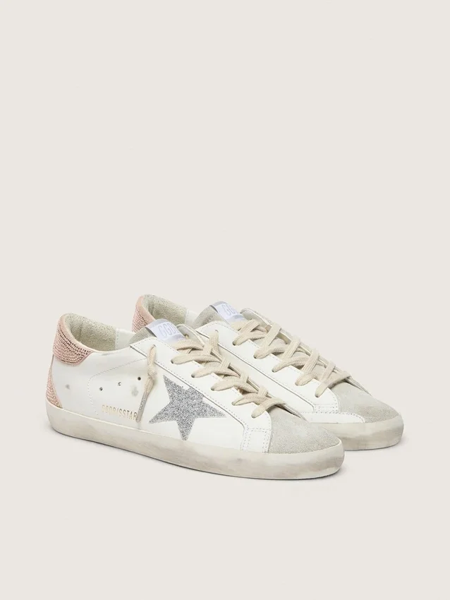 Super-Star für Damen aus Leder mit Swarovski-Kristallstern und Fersenlasche