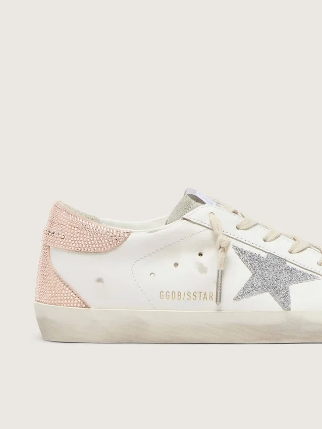 Super-Star für Damen aus Leder mit Swarovski-Kristallstern und Fersenlasche