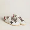 Super-Star für Damen aus Nappa mit Glitzerstern und roter Nappa-Fersenlasche