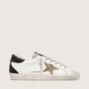 Super-Star für Damen aus Nappaleder mit goldenem Glitzerstern und schwarzer Glitzer-Fersenlasche
