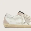 Super-Star für Damen aus weissem und puderrosa Leder mit silbernem Swarovski-Kristallstern