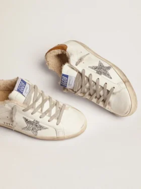 Super-Star für Damen mit Lammfellfutter und silbernem Glitzerstern