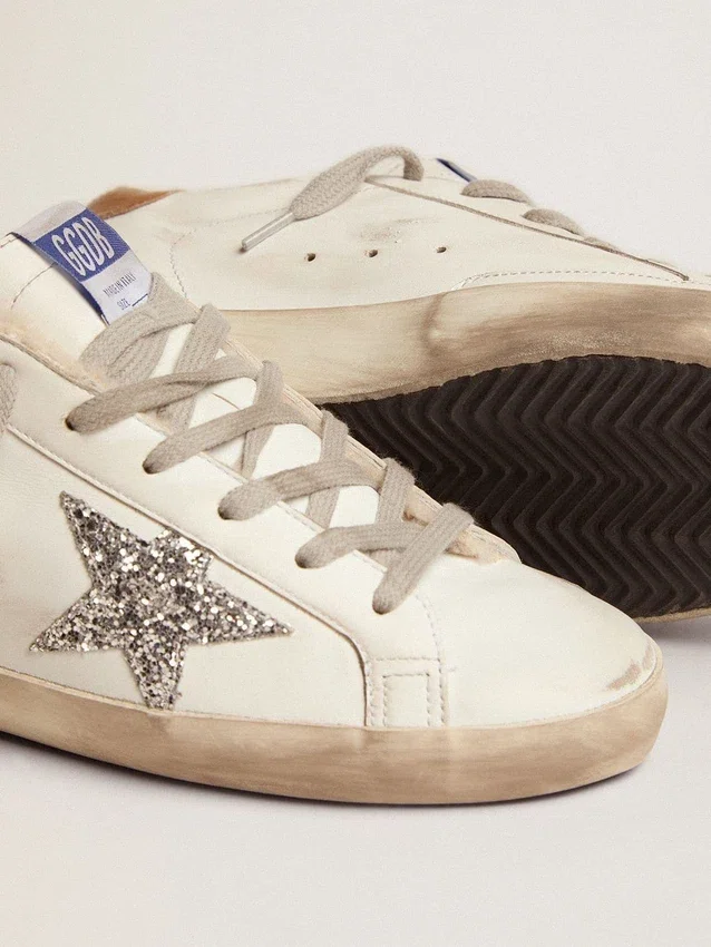 Super-Star für Damen mit Lammfellfutter und silbernem Glitzerstern
