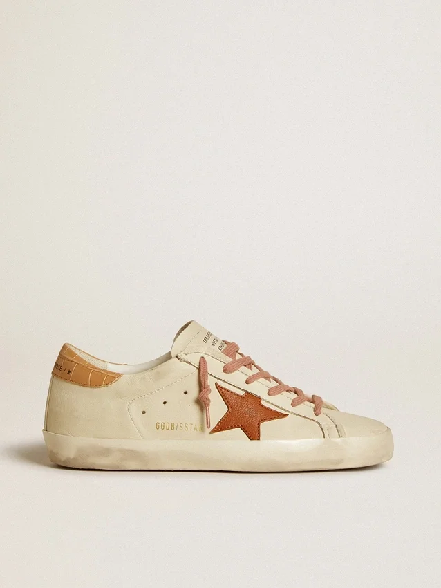Super-Star für Damen mit Lederstern und Fersenlasche aus Leder mit Krokodil-Print