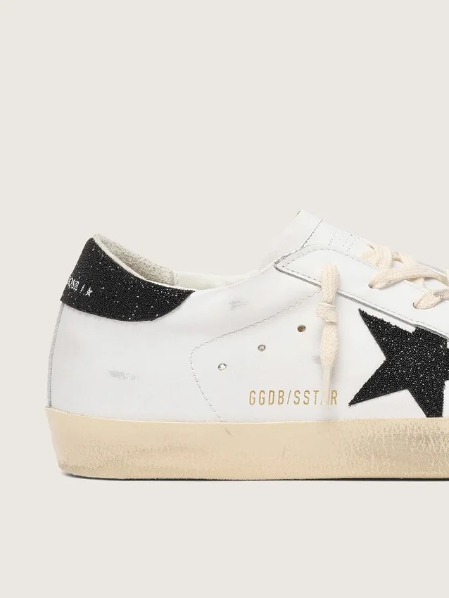 Super-Star für Damen mit schwarzem Swarovski-Kristallstern und Fersenlasche
