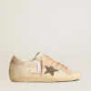 Super-Star LTD aus Leder mit beigem Stern aus Wildleder und Swarovski-Nieten