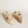 Super-Star LTD aus Leder mit beigem Stern aus Wildleder und Swarovski-Nieten