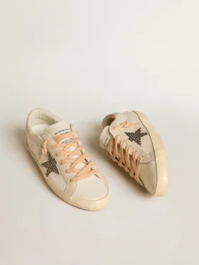 Super-Star LTD aus Leder mit beigem Stern aus Wildleder und Swarovski-Nieten