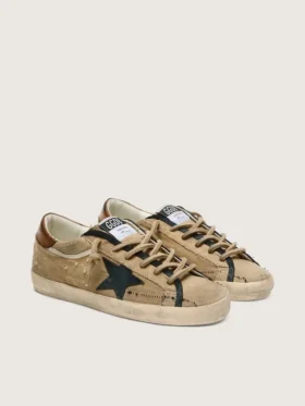 Super-Star LTD für Damen aus beigem Canvas mit schwarzem Lederstern