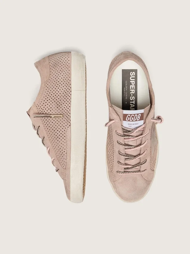 Super-Star LTD für Damen aus puderrosa, perforiertem Wildleder mit Ton-in-Ton-Stern