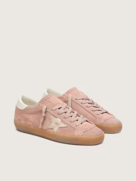 Super-Star LTD für Damen aus rosa Wildleder mit Stern aus platinfarbenem Metallic-Leder