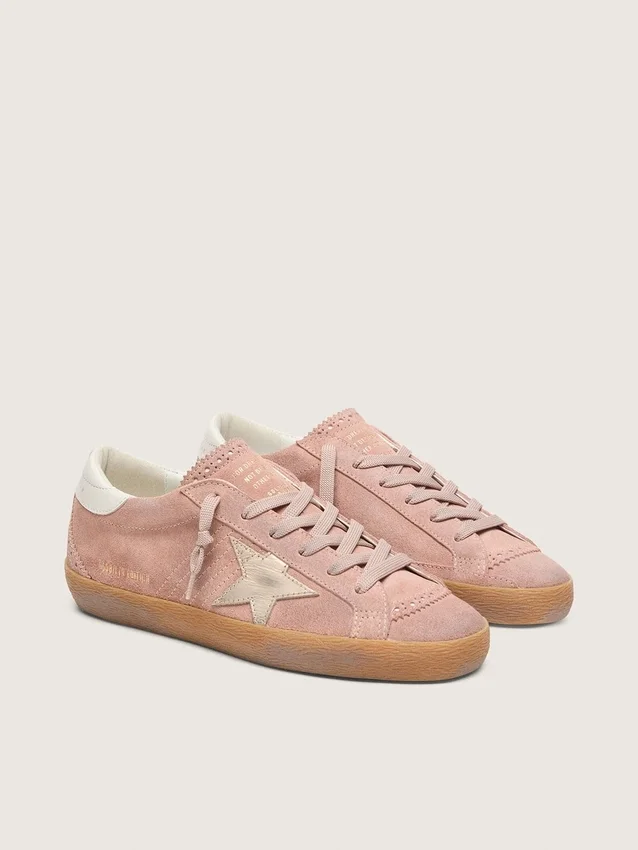 Super-Star LTD für Damen aus rosa Wildleder mit Stern aus platinfarbenem Metallic-Leder