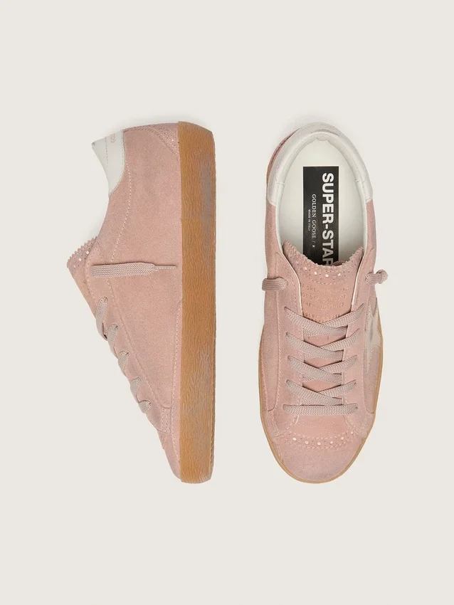 Super-Star LTD für Damen aus rosa Wildleder mit Stern aus platinfarbenem Metallic-Leder