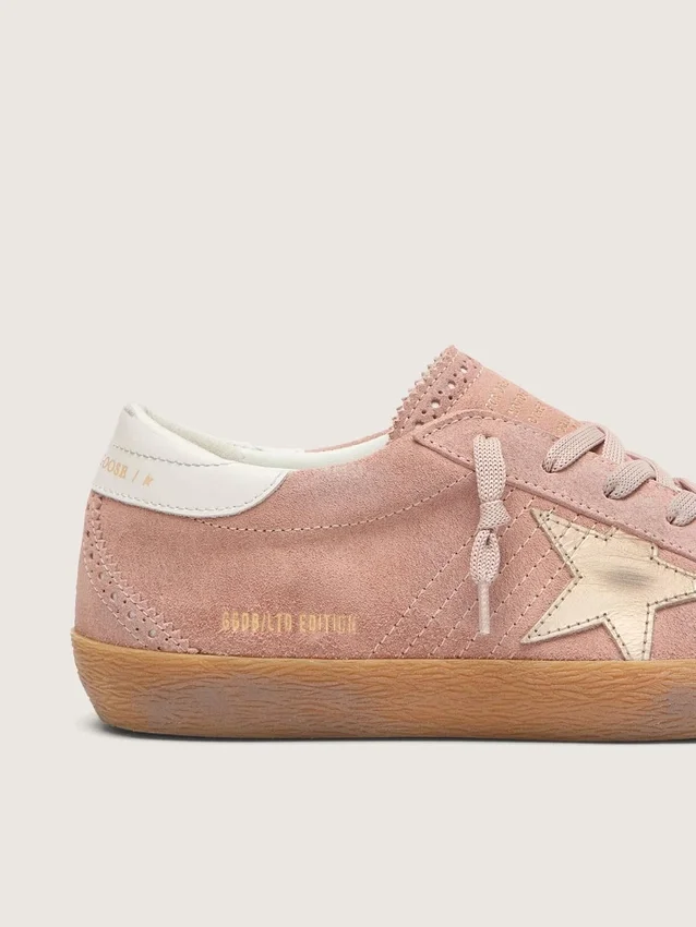 Super-Star LTD für Damen aus rosa Wildleder mit Stern aus platinfarbenem Metallic-Leder