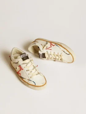 Super-Star LTD für Damen mit perforiertem Stern und Fersenlasche aus Metallic-Leder