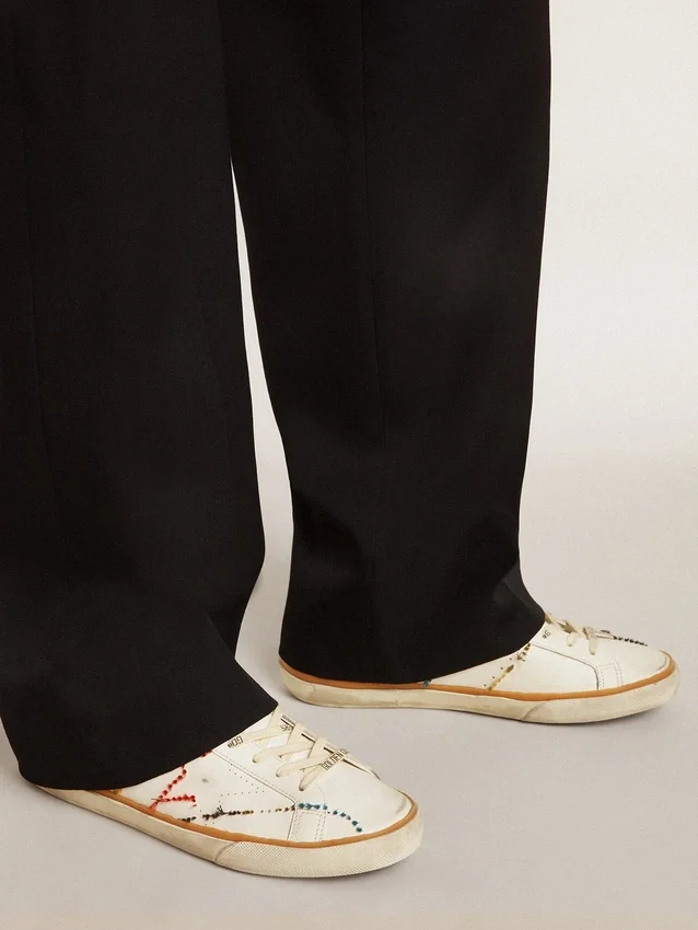 Super-Star LTD für Herren mit perforiertem Stern und Fersenlasche aus Metallic-Leder