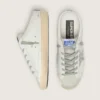 Super-Star Sabot mit einem platinfarbenen Glitzerstern und einer Zunge aus Wildleder