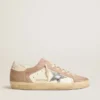 Super-Star-Sneaker für Damen aus rosa Wildleder mit silbernem Stern aus Metallic-Leder