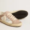 Super-Star-Sneaker für Damen aus rosa Wildleder mit silbernem Stern aus Metallic-Leder