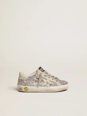 Junior Super-Star mit silbernem Glitzer und Wildlederdetails