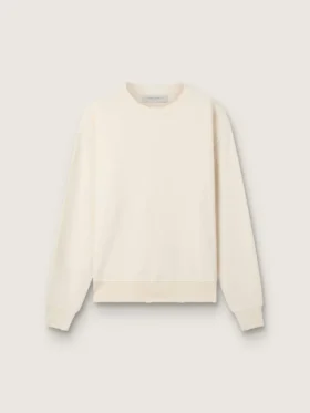 Sweatshirt in gealtertem Weiss mit umgekehrtem Logo auf der Rückseite – Jersey Capsule