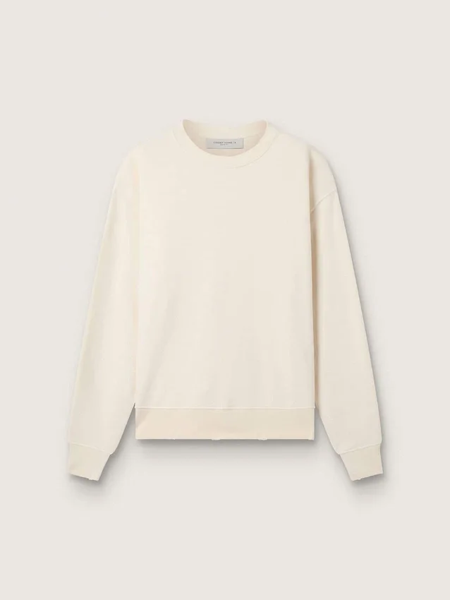 Sweatshirt in gealtertem Weiss mit umgekehrtem Logo auf der Rückseite – Jersey Capsule