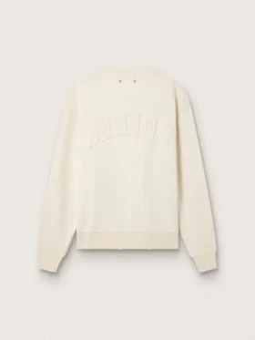 Sweatshirt in gealtertem Weiss mit umgekehrtem Logo auf der Rückseite – Jersey Capsule