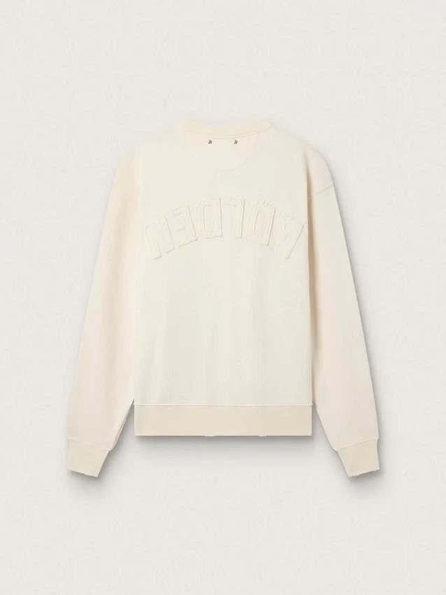 Sweatshirt in gealtertem Weiss mit umgekehrtem Logo auf der Rückseite – Jersey Capsule