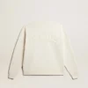 Sweatshirt in gealtertem Weiss mit umgekehrtem Logo auf der Rückseite – Jersey Capsule