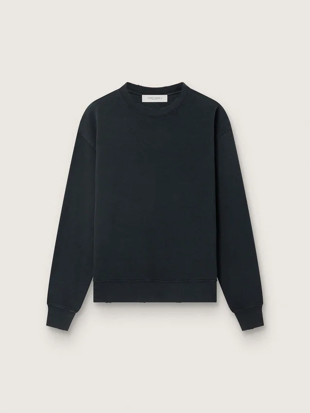 Sweatshirt in gewaschenem Schwarz mit umgekehrtem Logo auf der Rückseite – Jersey Capsule