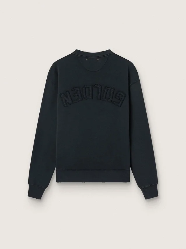 Sweatshirt in gewaschenem Schwarz mit umgekehrtem Logo auf der Rückseite – Jersey Capsule