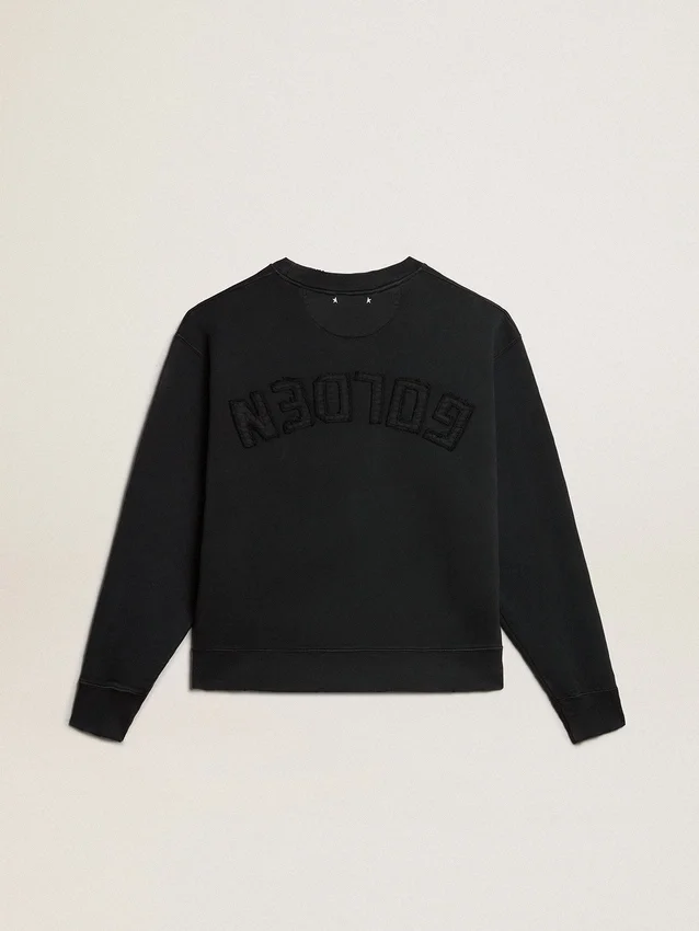 Sweatshirt in gewaschenem Schwarz mit umgekehrtem Logo auf der Rückseite – Jersey Capsule