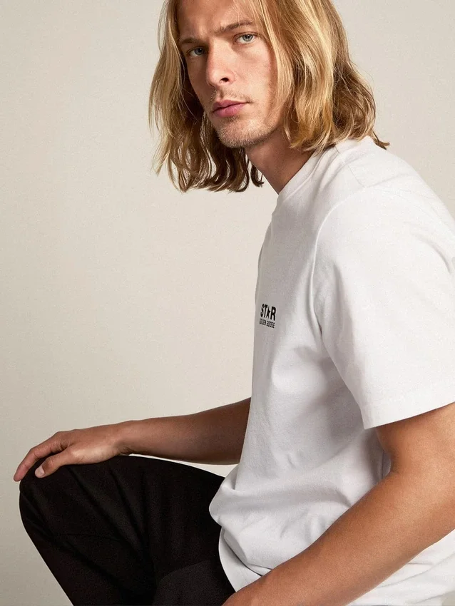 T-Shirt aus der «White Star»-Star Collection mit kontrastierendem schwarzem Logo und Stern
