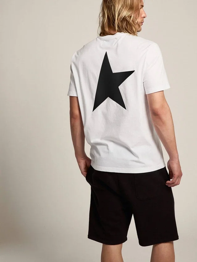 T-Shirt aus der «White Star»-Star Collection mit kontrastierendem schwarzem Logo und Stern