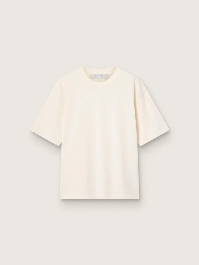 T-Shirt in gealtertem Weiss mit umgekehrtem Logo auf der Rückseite – Jersey Capsule