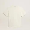 T-Shirt in gealtertem Weiss mit umgekehrtem Logo auf der Rückseite – Jersey Capsule