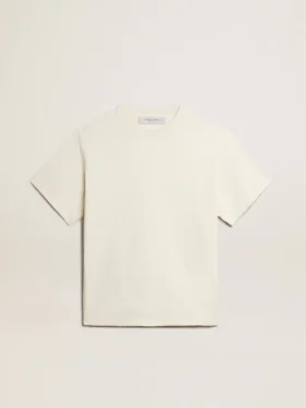 T-Shirt in gealtertem Weiss mit umgekehrtem Logo auf der Rückseite – Jersey Capsule
