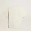 T-Shirt in gealtertem Weiss mit umgekehrtem Logo auf der Rückseite – Jersey Capsule