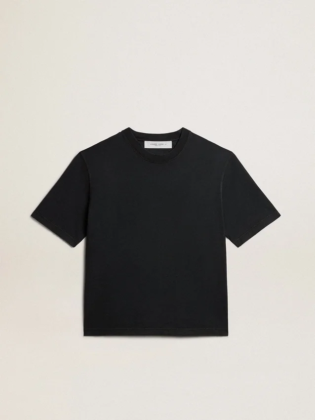 T-Shirt in gewaschenem Schwarz mit umgekehrtem Logo auf der Rückseite – Jersey Capsule