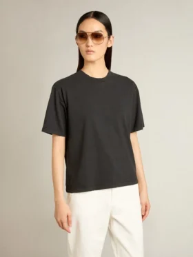 T-Shirt in gewaschenem Schwarz mit umgekehrtem Logo auf der Rückseite – Jersey Capsule