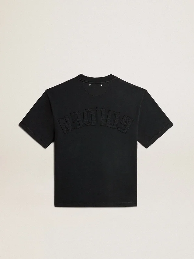 T-Shirt in gewaschenem Schwarz mit umgekehrtem Logo auf der Rückseite – Jersey Capsule